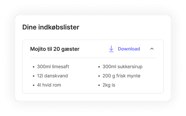 Shopping list preview